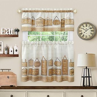 Achim Modern Farmhouse Tier and Valance Window Curtain Set