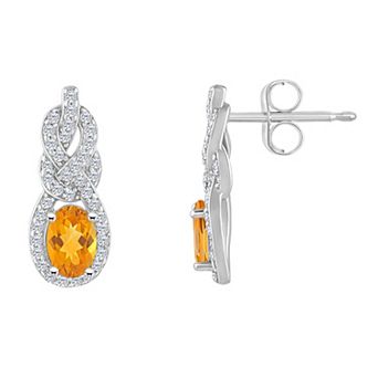 Celebration Gems Sterling Silver Citrine White Topaz Accent Earrings