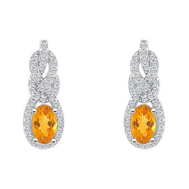 Celebration Gems Sterling Silver Citrine White Topaz Accent Earrings