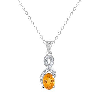 Celebration Gems Sterling Silver Citrine & White Topaz Accent Pendant