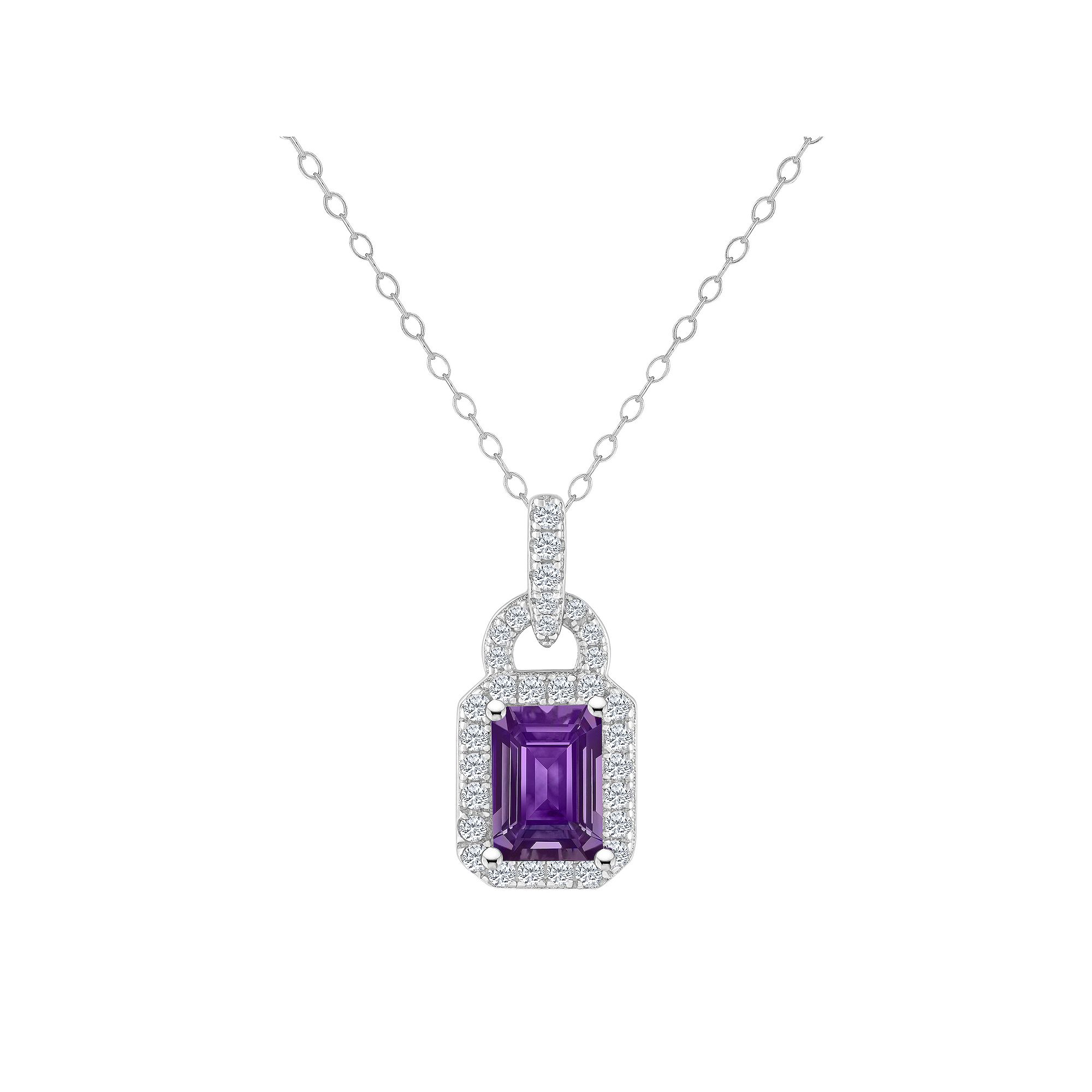 Celebration Gems Sterling Silver Amethyst & White Topaz Accent Pendant Nec