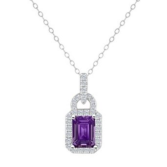Celebration Gems Sterling Silver Amethyst & White Topaz Accent Pendant Necklace