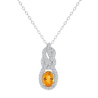 Celebration Gems Sterling Silver Citrine & White Topaz Accent Pendant Necklace