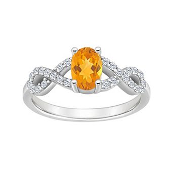 Celebration Gems Sterling Silver Peridot & White Topaz Accent Oval Ring