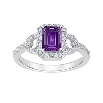 Celebration Gems Sterling Silver Amethyst & White Topaz Accent Ring