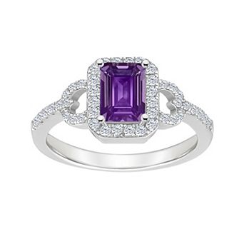 Celebration Gems Sterling Silver Amethyst & White Topaz Accent Ring