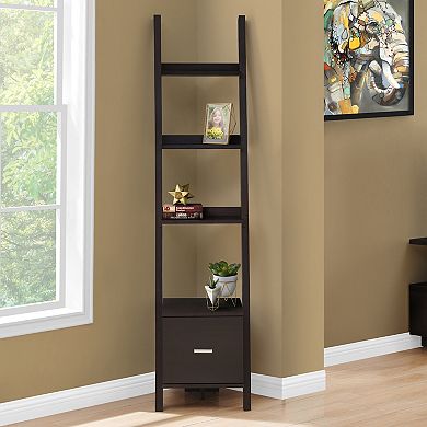 Monarch Espresso Corner Leaning Ladder Bookcase