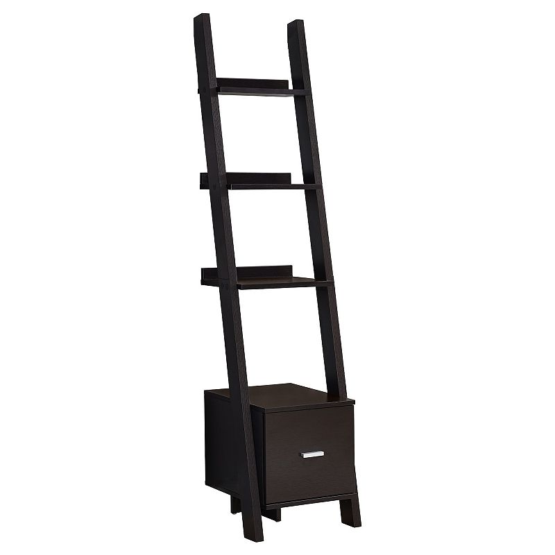 Monarch Espresso Corner Leaning Ladder Bookcase, Brown