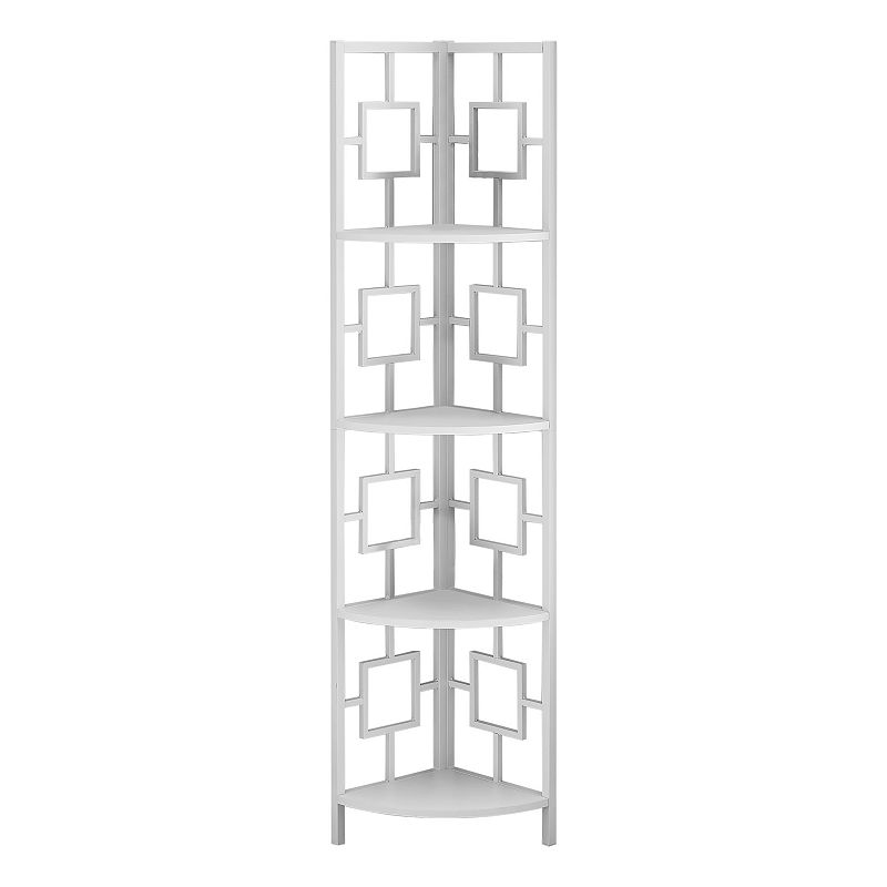 Monarch Geometric Corner Bookcase, White