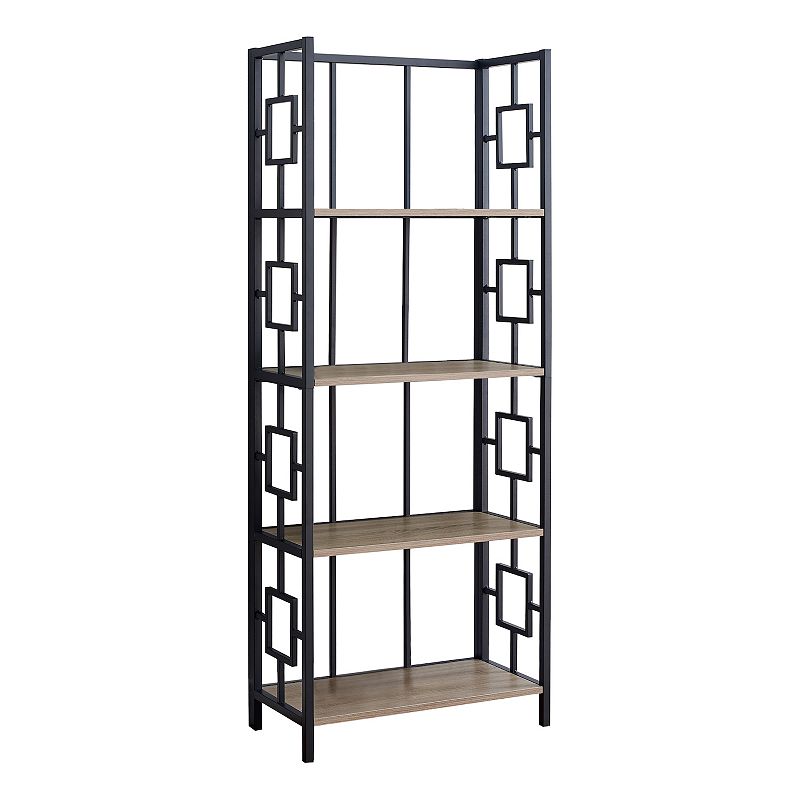 Monarch Geometric 4-Shelf Bookcase, Brown