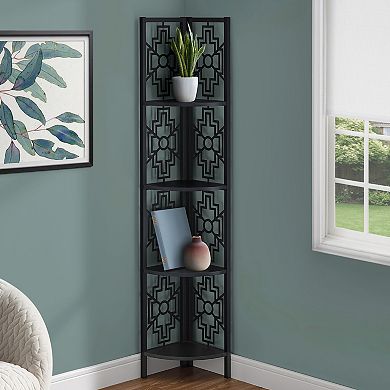 Monarch Geometric Etagere 4-Shelf Corner Bookcase