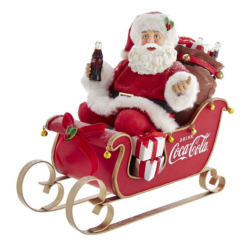 Kurt Adler Coca-Cola Santa Sleigh Christmas Table Decor, Multicolor