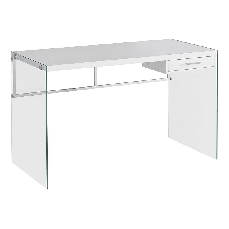 Monarch Modern Glass Sides Computer Desk, White