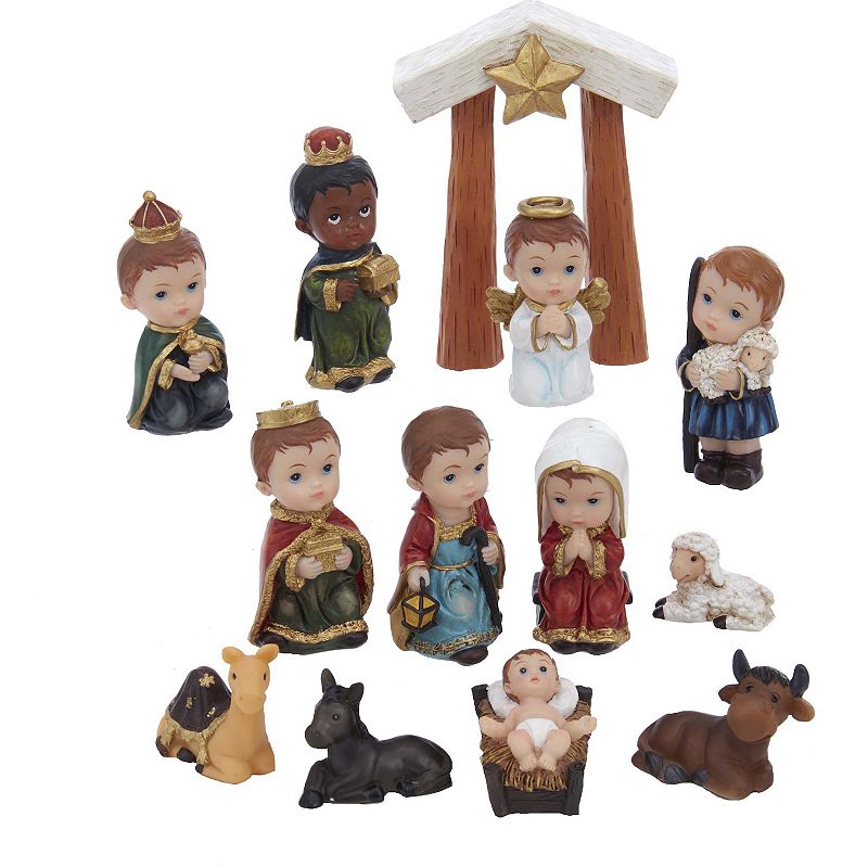 Kurt Adler Christmas Nativity Table Decor 13-piece Set, Multicolor