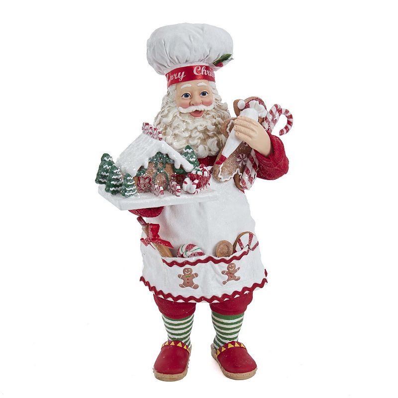 Kurt Adler Gingerbread Chef Santa Christmas Table Decor, Multicolor