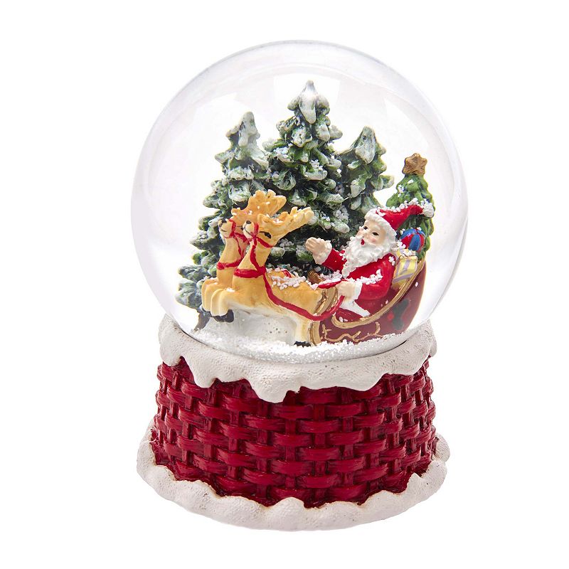 Kurt Adler Musical Santa Sleigh Christmas Water Snow Globe, Multicolor