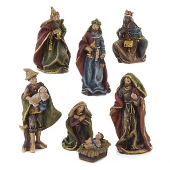 Kurt Adler Christmas Nativity Table Decor 7 pc Set