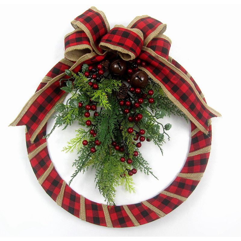 Kurt Adler 18-in. Plaid Artificial Christmas Wreath, Red
