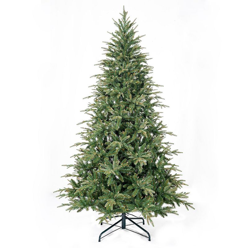 Kurt Adler 7.5-ft Pre-Lit Medium Grand Fir Artificial Christmas Tree, Green