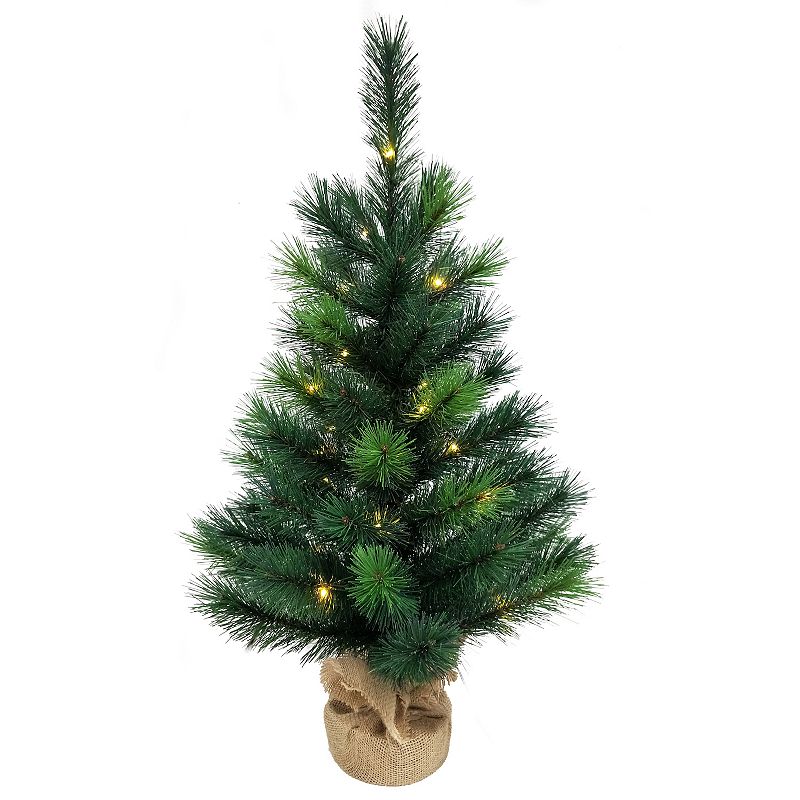 Kurt Adler 2.5-ft Pre-Lit Miniature Pine Artificial Christmas Tree, Green