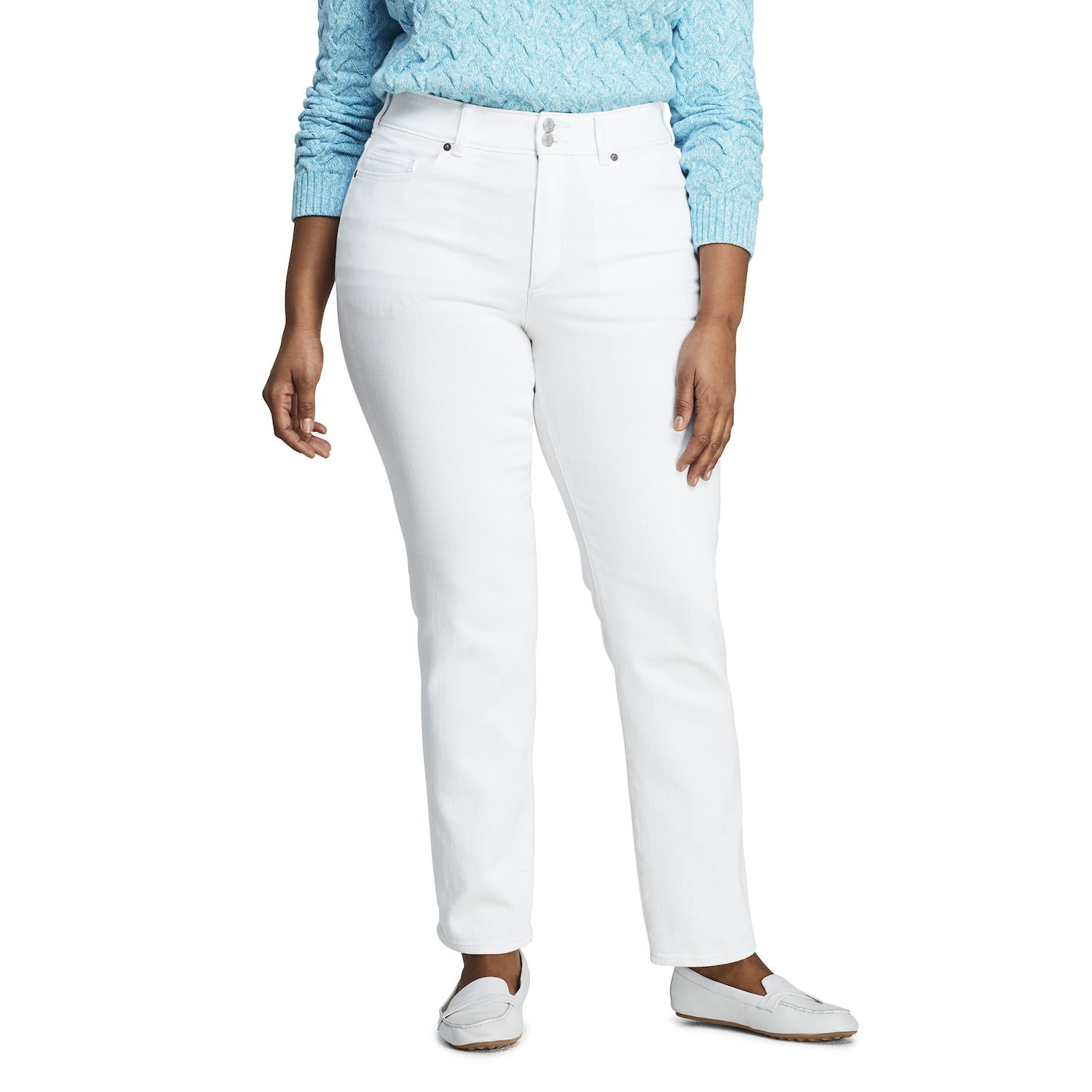 Image for Lands' End Plus Size High-Rise Shaping Straight-Leg Jeans at Kohl's.