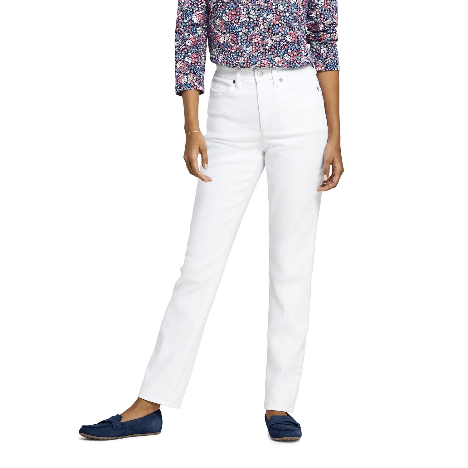 Image for Lands' End Petite High Rise Compression Straight-Leg Jeans at Kohl's.