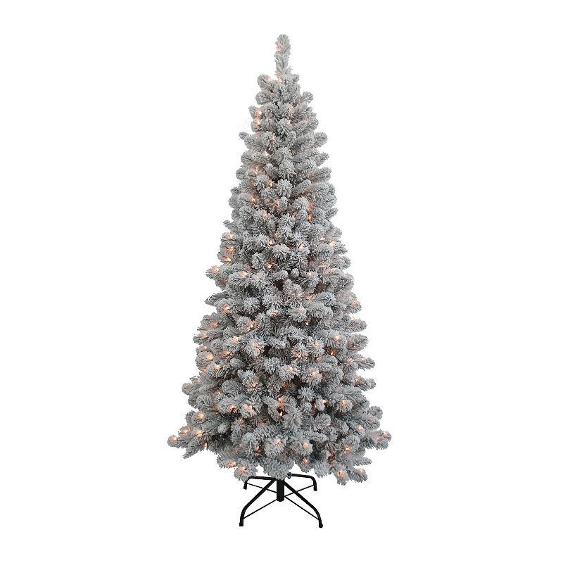 Kurt Adler 6-ft. Pre-Lit Clear New Brunswick Artificial Christmas Tree, Gre