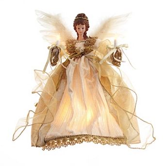 Kurt Adler 10-Light Gold Finish Angel Christmas Tree Topper