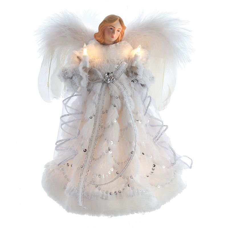 Kurt Adler 10-Light White Angel Christmas Tree Topper
