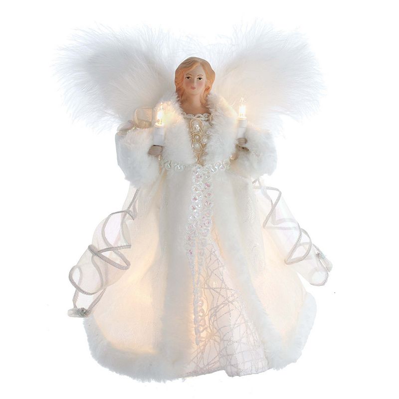 46824993 Kurt Adler 10-Light White Faux Fur Angel Christmas sku 46824993