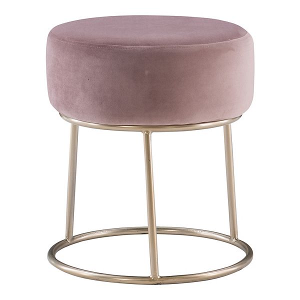 Bandi Velvet and Rose Gold Mixed Material Glam Accent Vanity Stool Pink - Linon