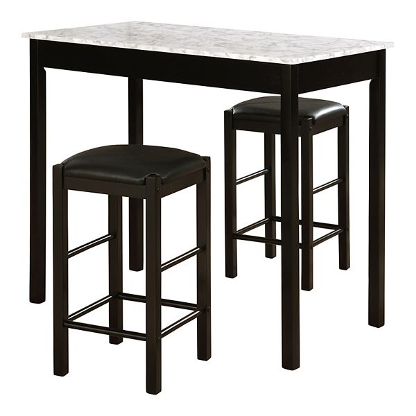 3pc Lancer Tavern Backless Stools &#38; Counter Height Table Dining Set: Space-Saving, Padded Seats - Linon