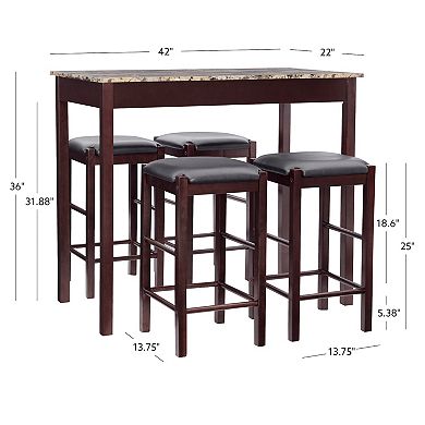 Linon Lancer Bar Table & Stool 5-piece Set