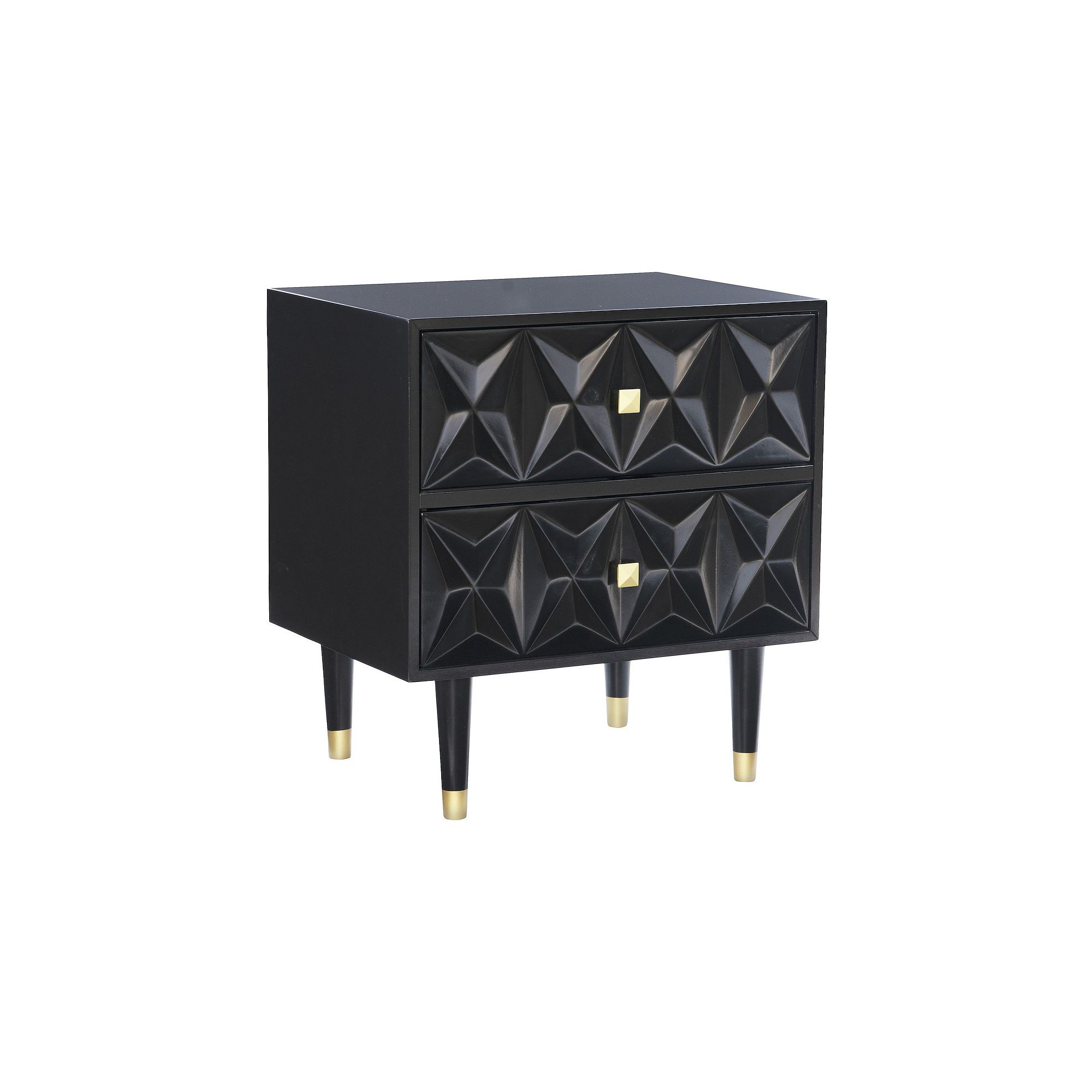 Linon Geometric Texture Nightstand End Table, Black