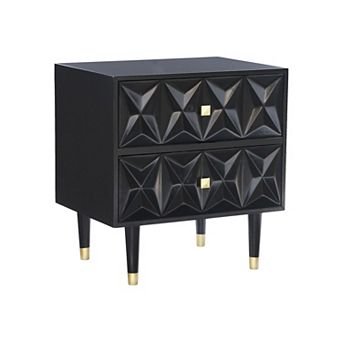 Linon Geometric Texture Nightstand End Table