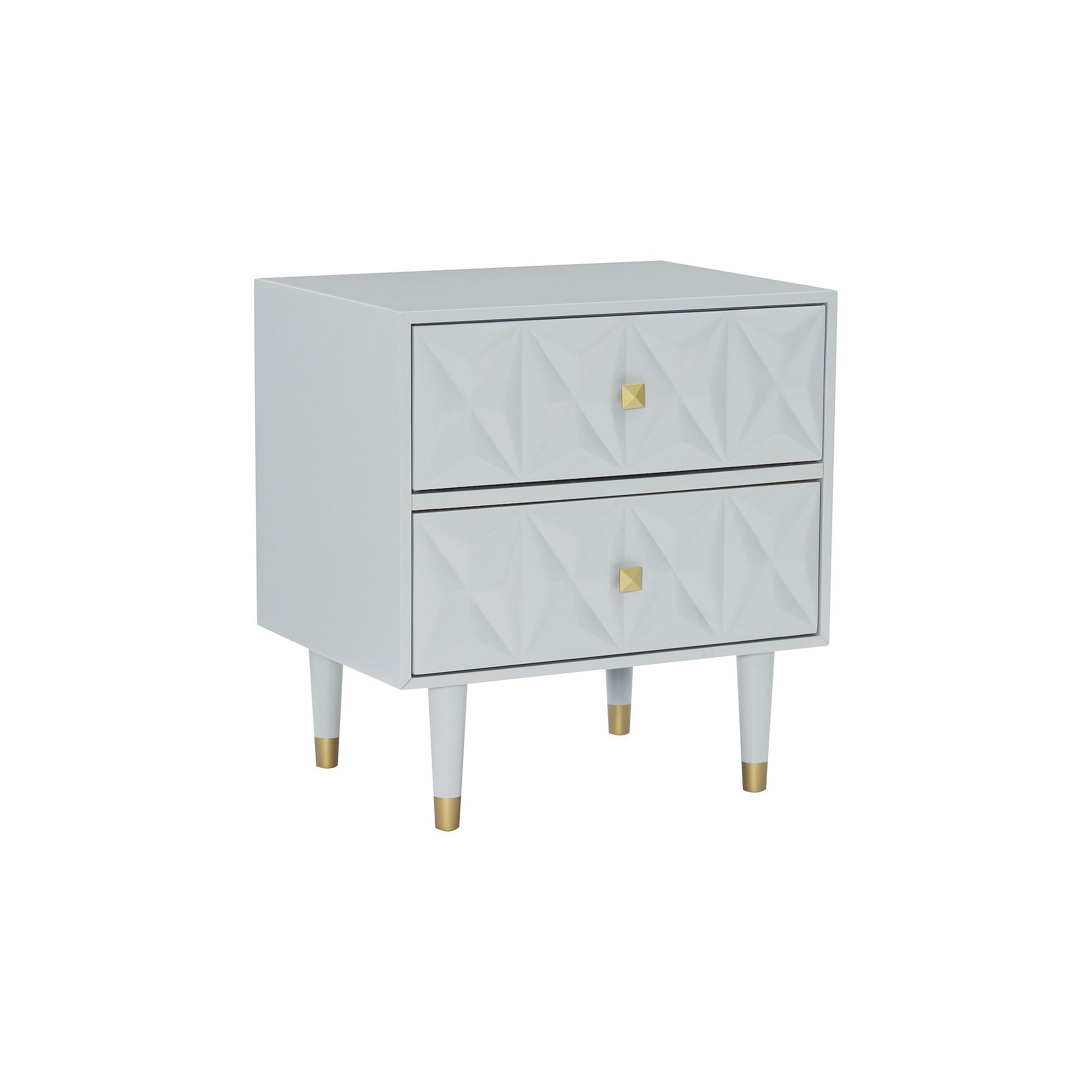 Linon Geometric Texture Nightstand End Table, Gray