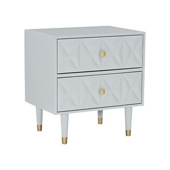 Linon Geometric Texture Nightstand End Table