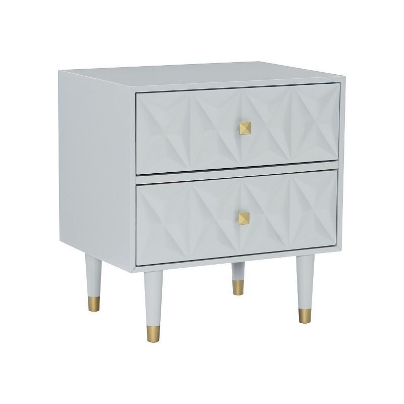 Linon Geometric Texture Nightstand End Table, Gray