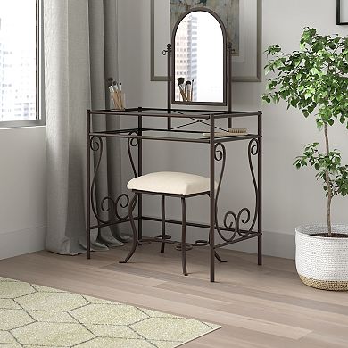 Linon Clarisse Vanity Table & Stool 2-piece Set