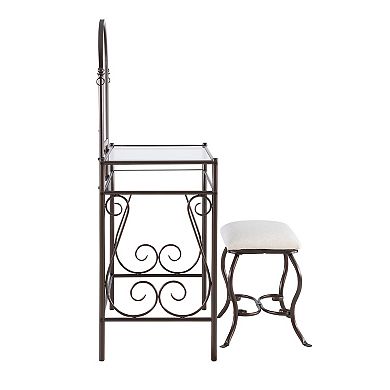 Linon Clarisse Vanity Table & Stool 2-piece Set