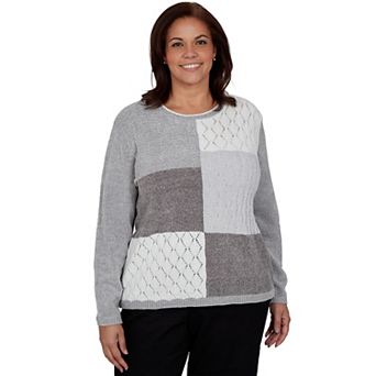 Plus Size Alfred Dunner Textured Chenille Colorblock Sweater