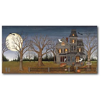 Courtside Market Haunted House Scene Canvas Wall Art