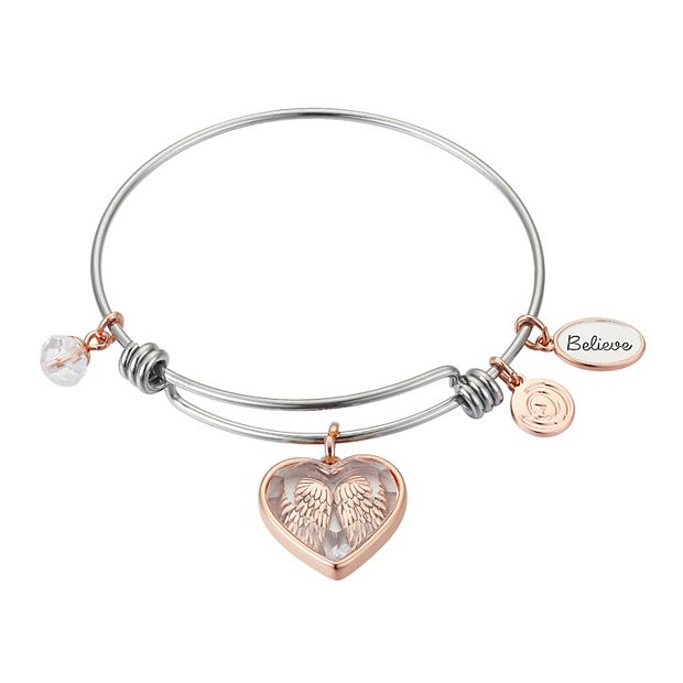 Love This Life® Besties Butterfly & Infinity Crystal Charm Bangle Bracelet