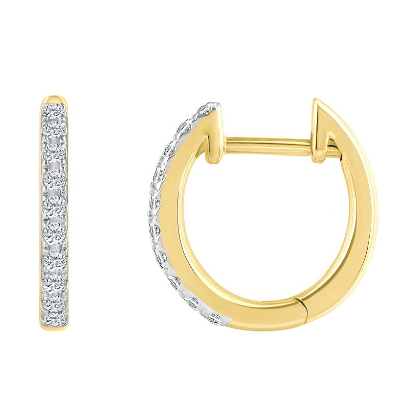 14k Gold 1/5 Carat T.W. Diamond Hoop Earrings, Womens, White