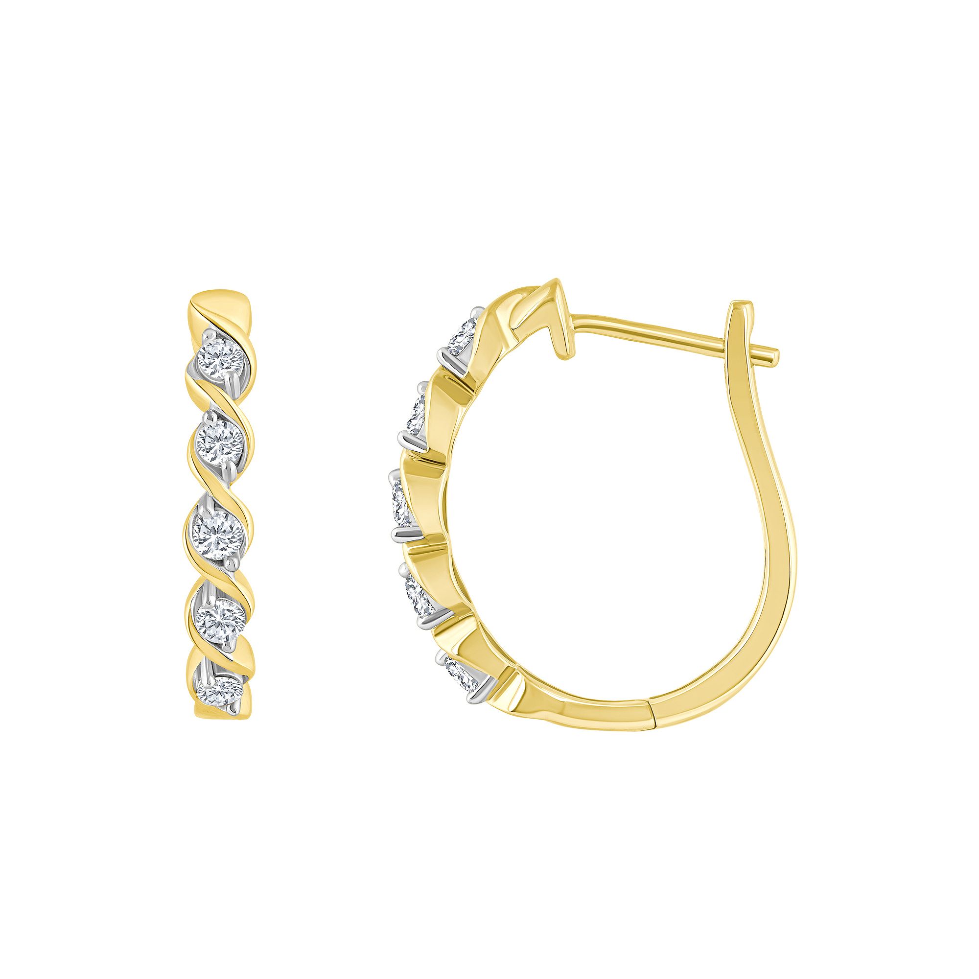 Celebration Gems 14k Gold 1/3 Carat T.W. Diamond Hoop Earrings, Womens