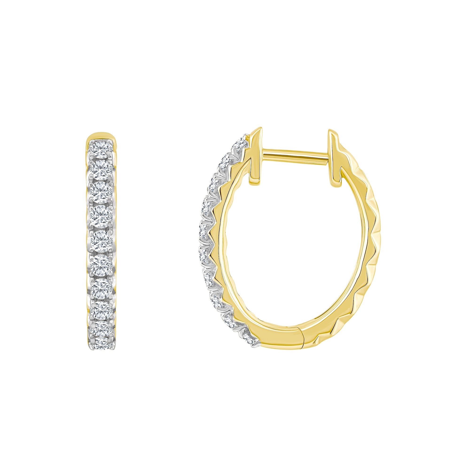 Celebration Gems 14k Gold 1/3 Carat T.W. Diamond Hoop Earrings, Womens