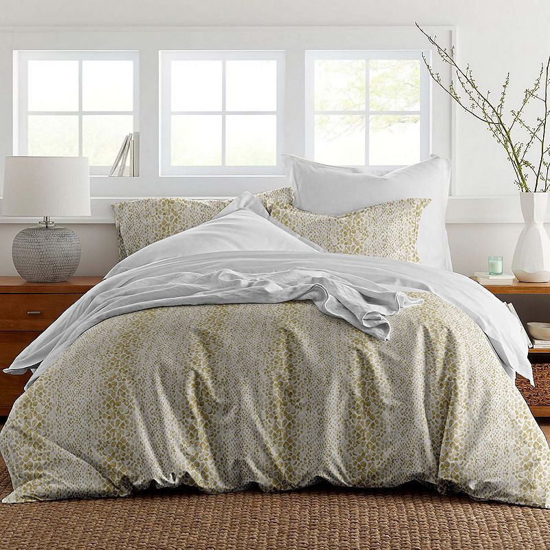 Pointehaven Cotton Fashion Sateen Modern Snake Duvet Cover Set, Multicolor,