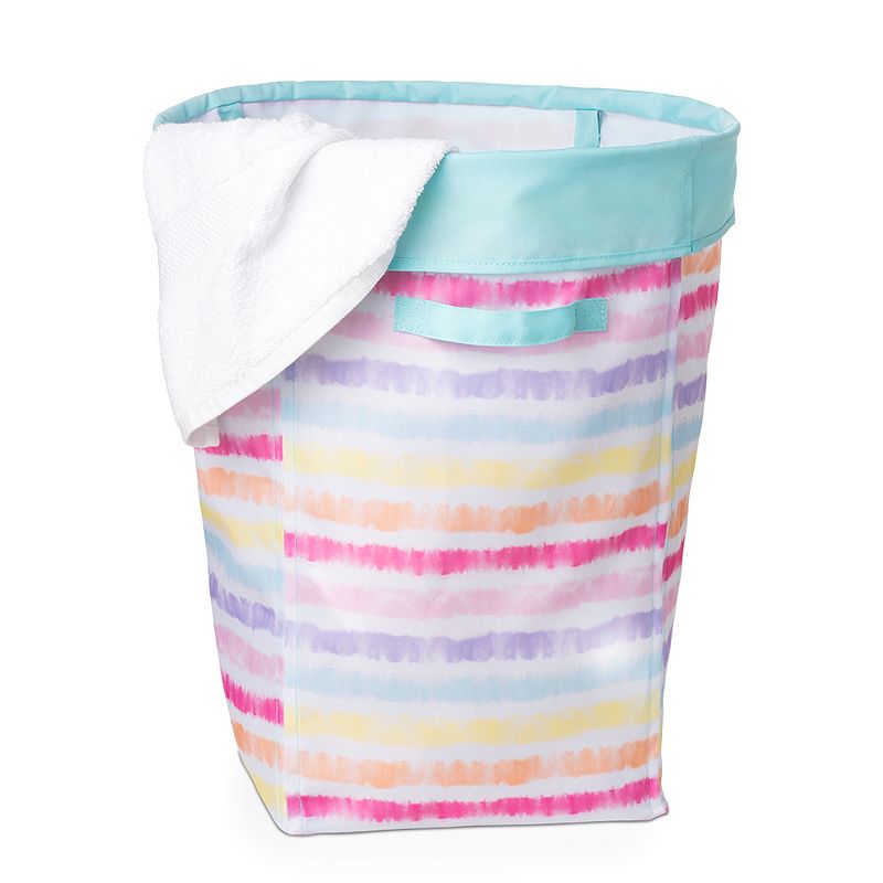 The Big One Rainbow Stripe Laundry Hamper, White