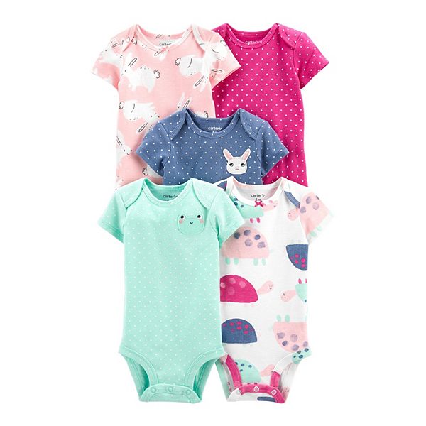 Carter's Baby Girls' 5 Pack Bodysuits, Bunny, 24 Months