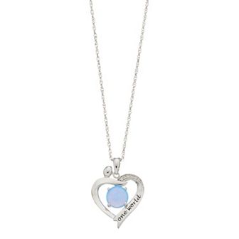 LeRose by Lexi and Rose Sterling Silver Lab-Created Blue Opal & Lab-Created White Sapphire Heart Pendant Necklace
